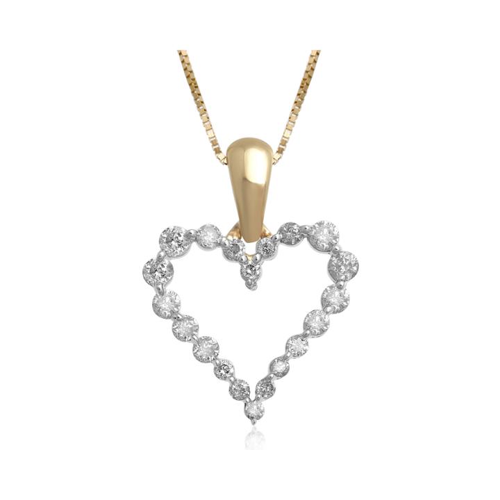 1/4 Ct. T.w. Certified Diamond 14k Yellow Gold Heart Pendant Necklace