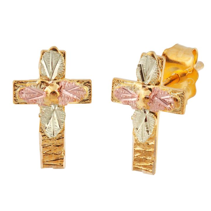 Black Hills Gold Landstroms 10k Gold Sterling Silver Stud Earrings