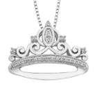Enchanted Disney Fine Jewelry Womens 1/10 Ct. T.w. White Diamond Sterling Silver Pendant Necklace