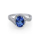 Genuine Blue Topaz And Lab-created White Sapphire Curve Ring