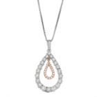 Womens 1/5 Ct. T.w. White Diamond 14k Rose Gold Over Silver Sterling Silver Pendant Necklace