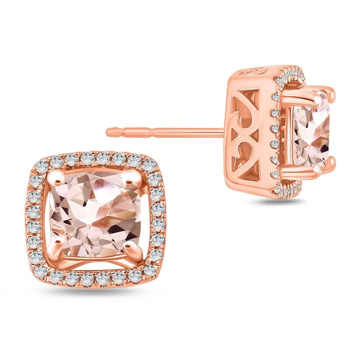 Genuine Pink Morganite 9.5mm Stud Earrings