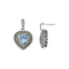 Shey Couture Genuine London Blue Topaz Sterling Silver 14k Gold Heart Earrings