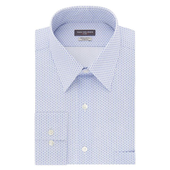 Van Heusen Wrinkle-free Flex Collar Long Sleeve Twill Pattern Dress Shirt