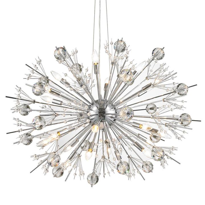 Starburst Collection 24 Light Chrome Finish And Clear Crystal Sputnik Chandelier