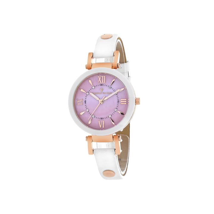 Christian Van Sant Petite Womens White Ceramic Strap Watch