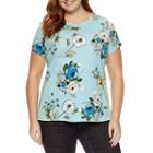 St. John's Bay Short Sleeve Crew Neck T-shirt-womens Plus