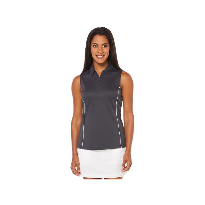 Pga Tour Sleeveless Solid Mesh Polo Shirt