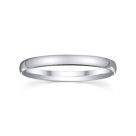 Womens 2mm Silver Domed Wedding Band Ring