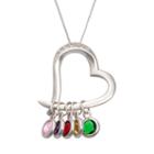 Personalized Simulated Birthstone & Diamond Accent Sterling Silver Heart Pendant Necklace