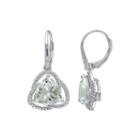 Genuine Green Amethyst And Diamond-accent Drop Earrings