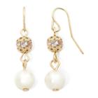 Vieste Simulated Pearl And Filigree Gold-tone Drop Earrings