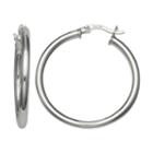 Silver Reflections Silver Plated 35mm Polished Pure Silver Over Brass 35mm Round Hoop Earrings