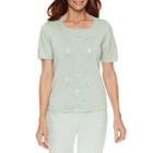 Alfred Dunner Ladies Who Lunch Short Sleeve Square Neck Pullover Sweater-petites