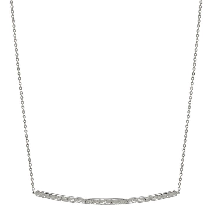 14k White Gold 17 Inch Curved Bar Necklace