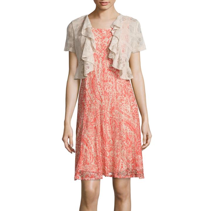 Perceptions Printed-lace Jacket Dress