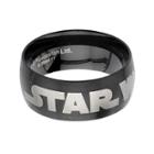 Star Wars Logo Mens Stainless Steel And Black Ip Dome Ring