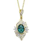 Lab-created Emerald And White Sapphire Cluster Pendant Necklace