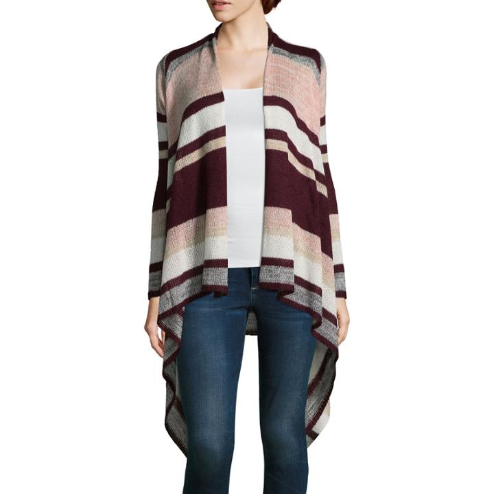 Almost Famous Long Sleeve Round Neck Open Front Cardigan-juniors