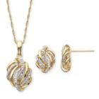 1/10 Ct. T.w. Diamond Love Knot Pendant Necklace & Earrings Boxed Set