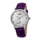 Burgi Womens Purple And Silver Tone Strap Watch