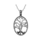 Sterling Silver Celtic Tree Oval Pendant Necklace