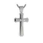 Mens Stainless Steel Triple Layer Cross Pendant Necklace