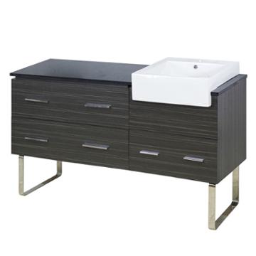 60.75-in. W Floor Mount Dawn Grey Vanity Set For 1hole Drilling Black Galaxy Top