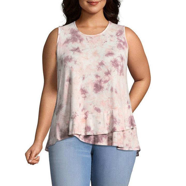 A.n.a Ruffle Tie-dye Tank Top - Plus