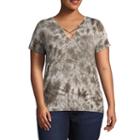 Arizona Short Sleeve Criss Cross T-shirt- Juniors Plus