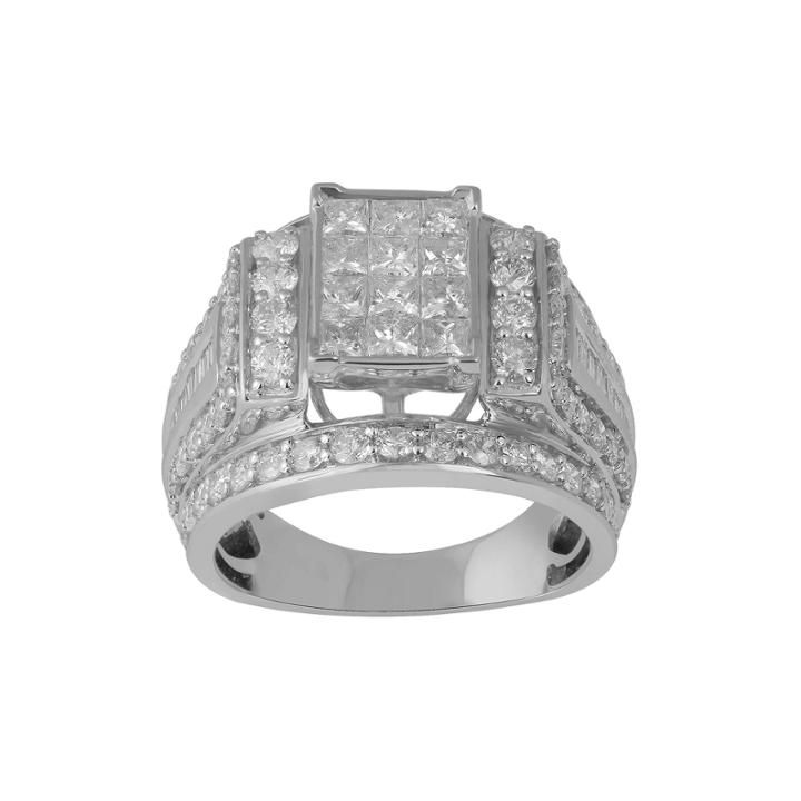 Womens 3 Ct. T.w. Genuine Princess Diamond 14k Gold Engagement Ring