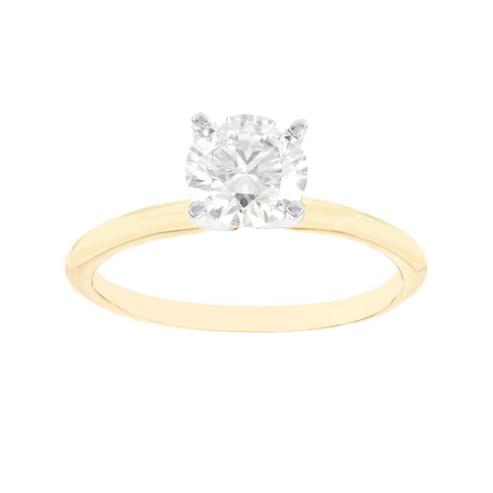 Womens 1 Ct. T.w. Round White Moissanite 14k Gold Solitaire Ring
