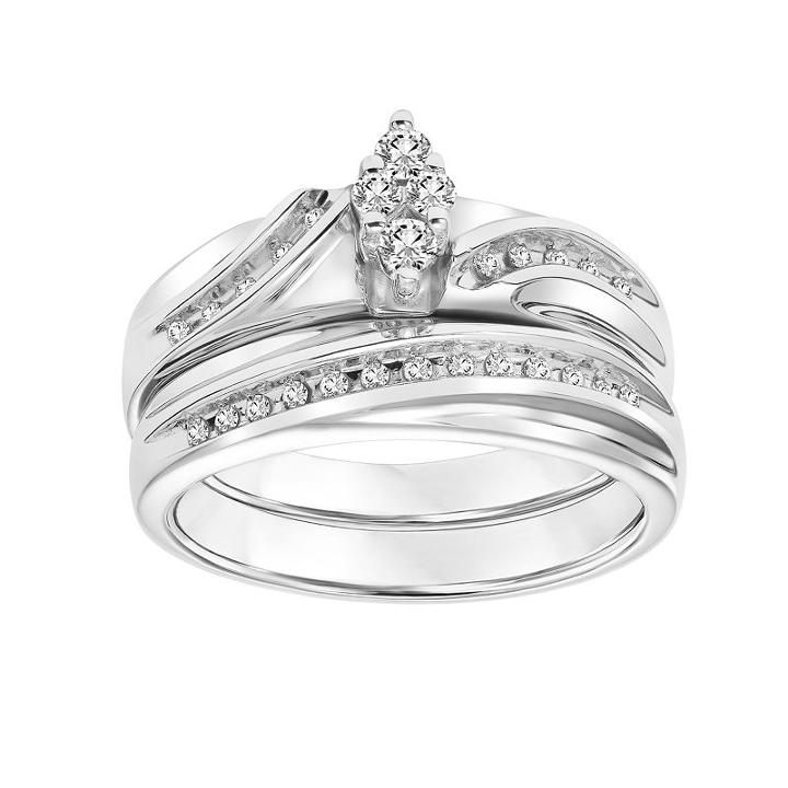 Womens 1/4 Ct. T.w. Round White Diamond Sterling Silver Bridal Set
