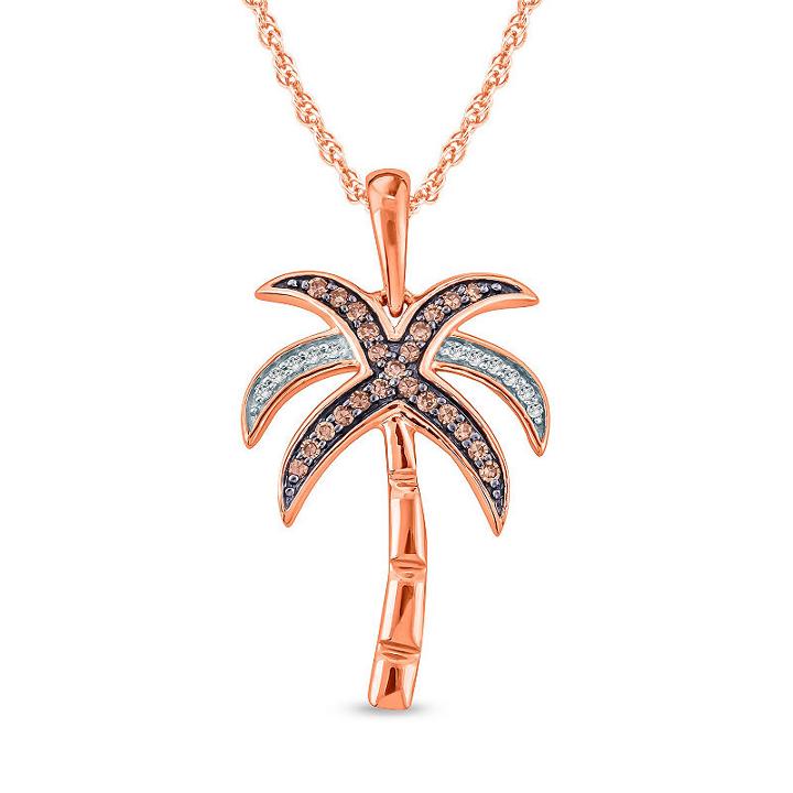 Womens 1/6 Ct. T.w. Multi Color Diamond 10k Gold Pendant Necklace