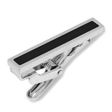 Silver-plated Onyx Inlaid Short Tie Bar