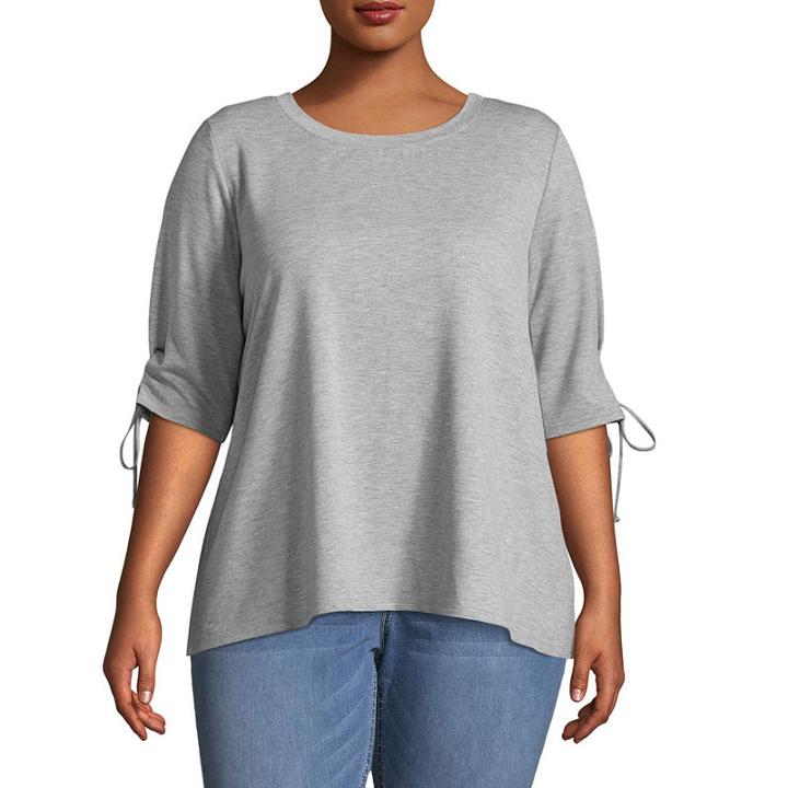 Boutique + 3/4 Sleeve Round Neck T-shirt - Plus