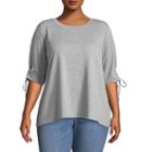Boutique + 3/4 Sleeve Round Neck T-shirt - Plus
