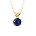 Lab-created Round Blue Sapphire 10k Yellow Gold Pendant Necklace