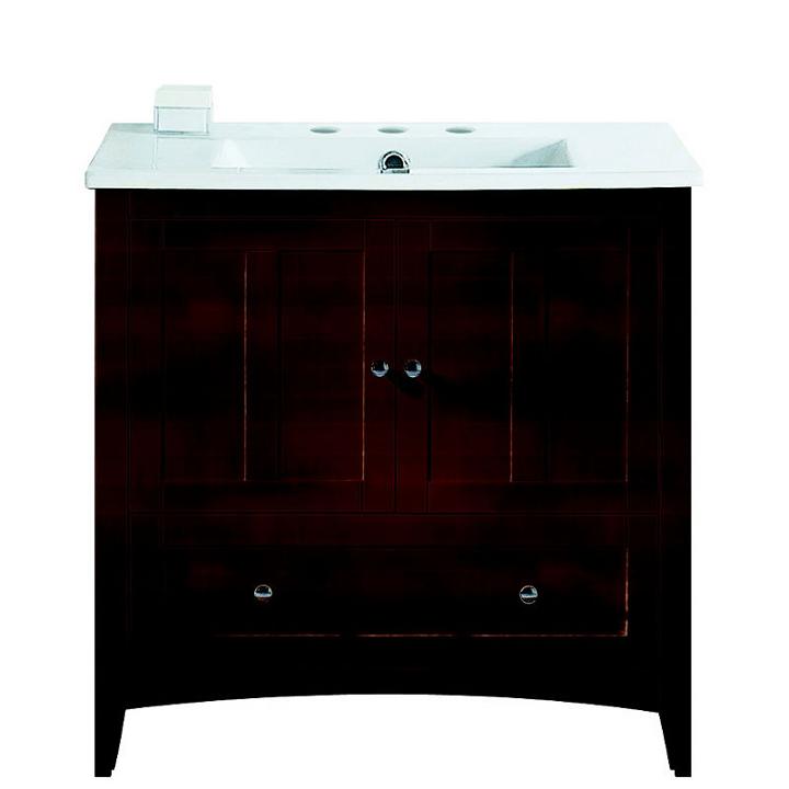 35.5-in. W Floor Mount Walnut Vanity Set For 3h8-in. Drilling