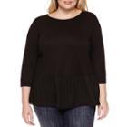 Stylus 3/4 Sleeve Round Neck T-shirt-plus