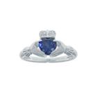 Heart-shaped Lab-created Sapphire And Diamond-accent Sterling Silver Claddagh Ring