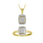 1/10 Ct. T.w. Diamond 10k Yellow Gold Pendant Necklace And Ring Set