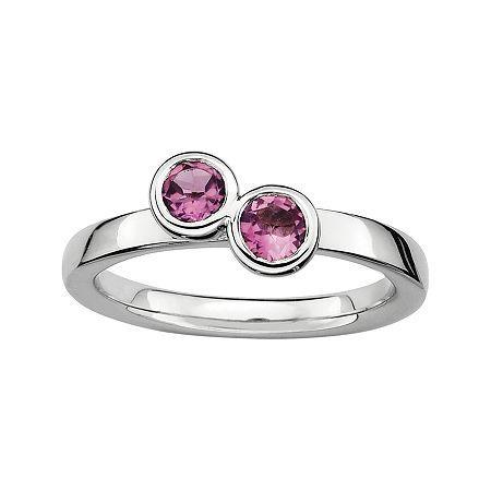 Personally Stackable Double Genuine Pink Tourmaline Ring