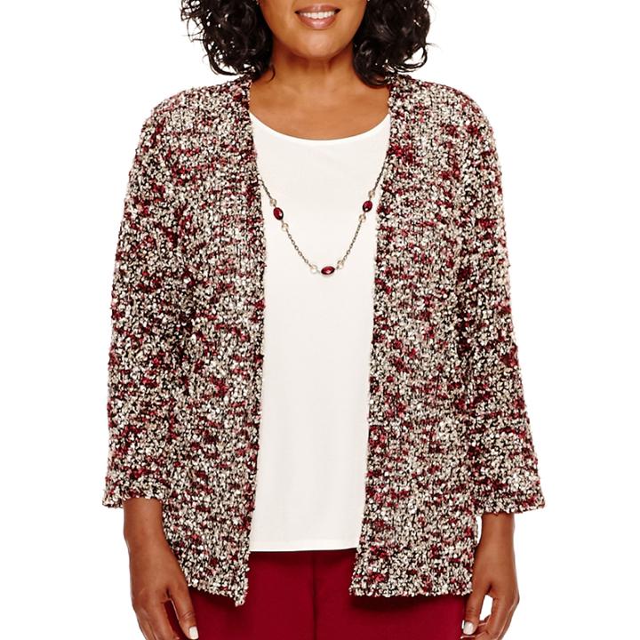 Alfred Dunner Villa D'este 3/4-sleeve Layered Top With Necklace - Plus