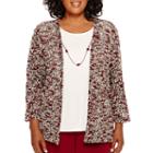 Alfred Dunner Villa D'este 3/4-sleeve Layered Top With Necklace - Plus