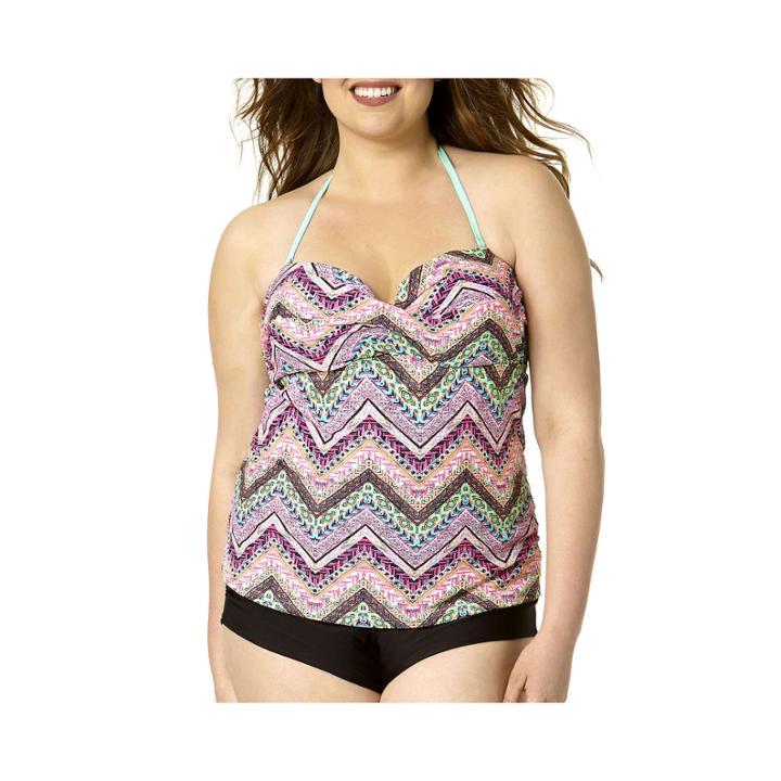 Arizona Chevron Twisted Bandeaukini Swim Top - Juniors Plus