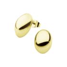 Stainless Steel And Yellow Ip 10x14mm Button Stud Earring