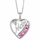 Womens Diamond Accent Lab Created Pink Sapphire Heart Pendant Necklace