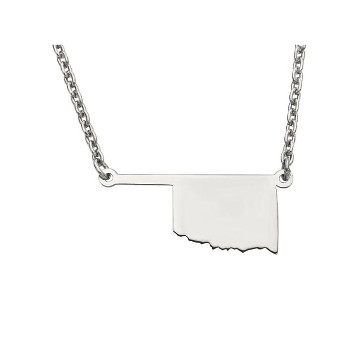 Personalized Sterling Silver Oklahoma Pendant Necklace