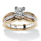 Diamonart Womens 7/8 Ct. T.w. Round White Cubic Zirconia Gold Over Brass Engagement Ring